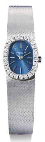 Patek Philippe.A LADY'S WHITE GOLD AND DIAMOND-SET OVAL BRACELET WATCH REF 3377/1 MVT 998612 CASE 2682035 MADE IN 1969.A LADY'S WHITE GOLD AND DIAMOND-SET OVAL BRACELET WATCH REF 3377/1 MVT 998612 CASE 2682035 MADE IN 1969