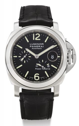 Panerai.A STAINLESS STEEL CUSHION-FORM AUTOMATIC WRISTWATCH WITH DATE AND POWER RESERVE INDICATION PAM00090 NO I1251/2500 LUMINOR POWER RESERVE AUTOMATIC ACCIAIO CIRCA 2012.A STAINLESS STEEL CUSHION-FORM AUTOMATIC WRISTWATCH WITH DATE AND POWER RESERVE IN