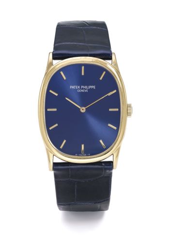 Patek Philippe.A YELLOW GOLD OVAL WRISTWATCH REF 3846 MVT 1323280 CASE 533373 ELLIPSE MADE IN 1976.A YELLOW GOLD OVAL WRISTWATCH REF 3846 MVT 1323280 CASE 533373 ELLIPSE MADE IN 1976