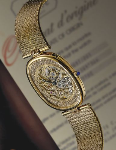 Patek Philippe.A RARE YELLOW GOLD OVAL SKELETONIZED WRISTWATCH WITH BRACELET REF 3881/001 MVT 1389366 CASE 2801799 ELLIPSE MADE IN 1984.A RARE YELLOW GOLD OVAL SKELETONIZED WRISTWATCH WITH BRACELET REF 3881/001 MVT 1389366 CASE 2801799 ELLIPSE MADE IN 198