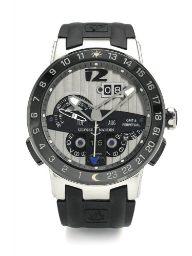 Ulysse Nardin.A LIMITED EDITION PLATINUM AND CERAMIC AUTOMATIC PERPETUAL CALENDAR DUAL TIME WRISTWATCH WITH JUMP HOUR AND YEAR INDICATION REF 329-00 NO 148/500 EL TORO CIRCA 2011.A LIMITED EDITION PLATINUM AND CERAMIC AUTOMATIC PERPETUAL CALENDAR DUAL TIM