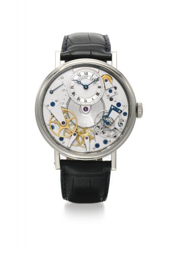 Breguet.A FINE WHITE GOLD SEMI-SKELETONIZED AUTOMATIC WRISTWATCH WITH POWER RESERVE REF 7037 LA TRADITION NO 1570 CIRCA 2012.A FINE WHITE GOLD SEMI-SKELETONIZED AUTOMATIC WRISTWATCH WITH POWER RESERVE REF 7037 LA TRADITION NO 1570 CIRCA 2012