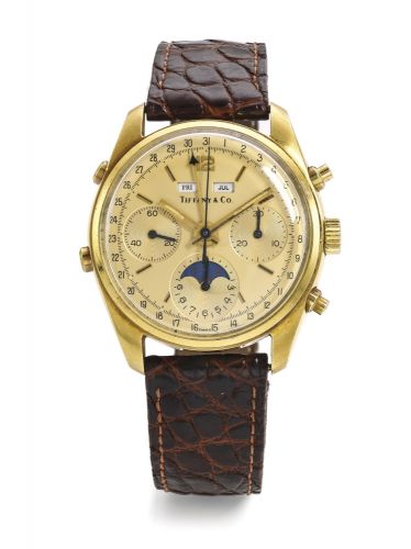 Waldan.A YELLOW GOLD TRIPLE CALENDAR CHRONOGRAPH WRISTWATCH CASE 4355 CIRCA 1980.A YELLOW GOLD TRIPLE CALENDAR CHRONOGRAPH WRISTWATCH CASE 4355 CIRCA 1980
