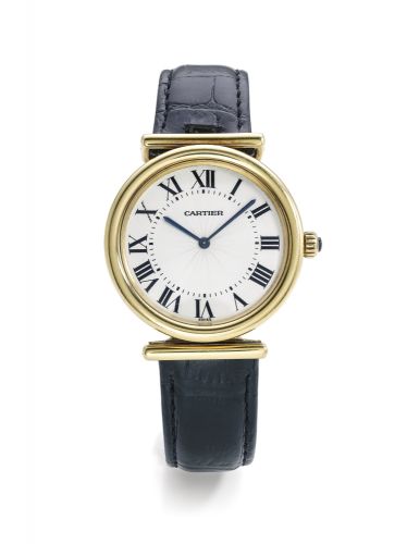 Cartier.A YELLOW GOLD WRISTWATCH REF 2220 CASE CC19517 VLC BI PLAN LOUIS CARTIER CIRCA 1990.A YELLOW GOLD WRISTWATCH REF 2220 CASE CC19517 VLC BI PLAN LOUIS CARTIER CIRCA 1990