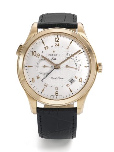 Zenith.A PINK GOLD AUTOMATIC WRISTWATCH WITH DATE POWER RESERVE AND 24-HOUR INDICATION CASE 18 0520 683 NO 54 GRANDE CLASS ELITE DUAL TIME CIRCA 2010.A PINK GOLD AUTOMATIC WRISTWATCH WITH DATE POWER RESERVE AND 24-HOUR INDICATION CASE 18 0520 683 NO 54 GR