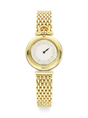 Audemars Piguet.A SLIM AND UNUSUAL LADY'S BI-COLOUR WRISTWATCH WITH SINGLE HAND AND BRACELET CASE B95680 NO 61.78.16 PHILOSOPHER CIRCA 1983.A SLIM AND UNUSUAL LADY'S BI-COLOUR WRISTWATCH WITH SINGLE HAND AND BRACELET CASE B95680 NO 61.78.16 PHILOSOPHER CI