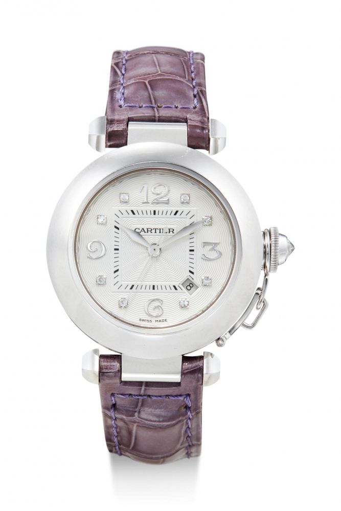 CARTIER | PASHA DE CARTIER, REFERENCE 2398, A WHITE GOLD AND DIAMOND-SET WRISTWATCH WITH DATE, CIRCA 2000