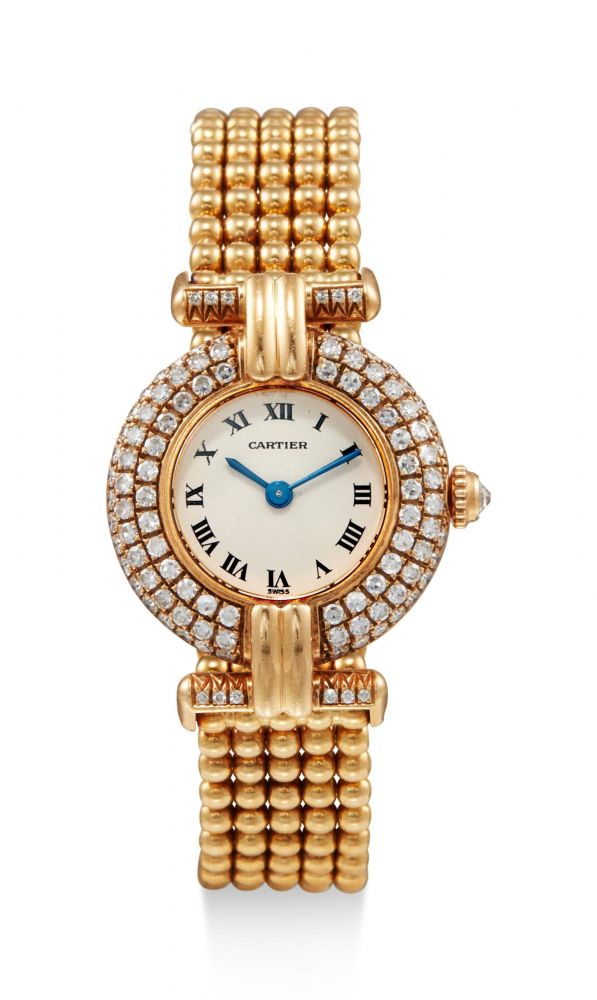 CARTIER | VENDÔME, REFERENCE 2490, A YELLOW GOLD AND DIAMOND-SET WRISTWATCH WITH BRACELET, CIRCA 2000