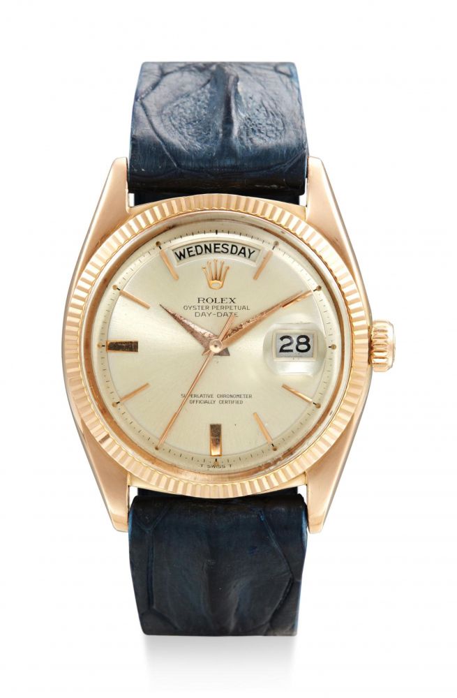 ROLEX | DAY-DATE, REFERENCE 6611B, A PINK GOLD WRISTWATCH WITH DAY AND DATE, CIRCA 1958