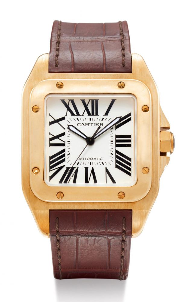 CARTIER | SANTOS 100, REFERENCE 2657 A YELLOW GOLD WRISTWATCH, CIRCA 2011