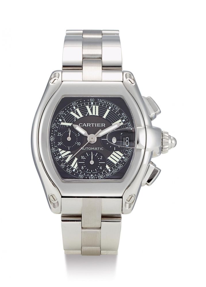 CARTIER | ROADSTAR CHRONOGRAPH, REFERENCE 2618, A STAINLESS STEEL CHRONOGRAPH WRISTWATCH WITH BRACELET AND DATE, CIRCA 2005