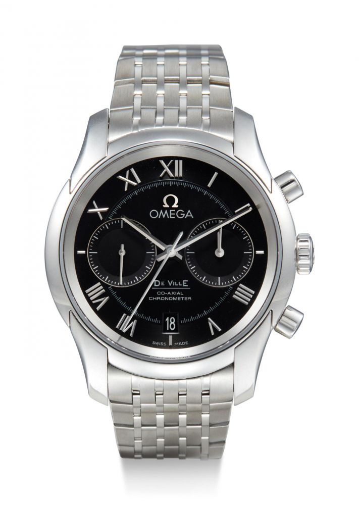 OMEGA | DE VILLE, REFERENCE 431.10.42.51.01.001, A STAINLESS STEEL CHRONOGRAPH WRISTWATCH WITH DATE AND BRACELET, CIRCA 2017
