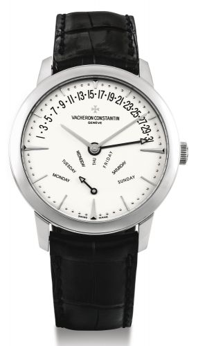 Vacheron Constantin.A FINE WHITE GOLD AUTOMATIC WRISTWATCH WITH RETROGRADE DAY AND DATE REF 86020 PATRIMONY CIRCA 2010.A FINE WHITE GOLD AUTOMATIC WRISTWATCH WITH RETROGRADE DAY AND DATE REF 86020 PATRIMONY CIRCA 2010