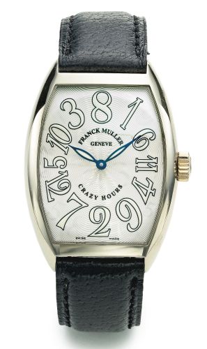 Franck Muller.A LARGE WHITE GOLD AUTOMATIC TONNEAU-FORM WRISTWATCH REF 7851 CH NO. 597 CRAZY HOURS CIRCA 2005