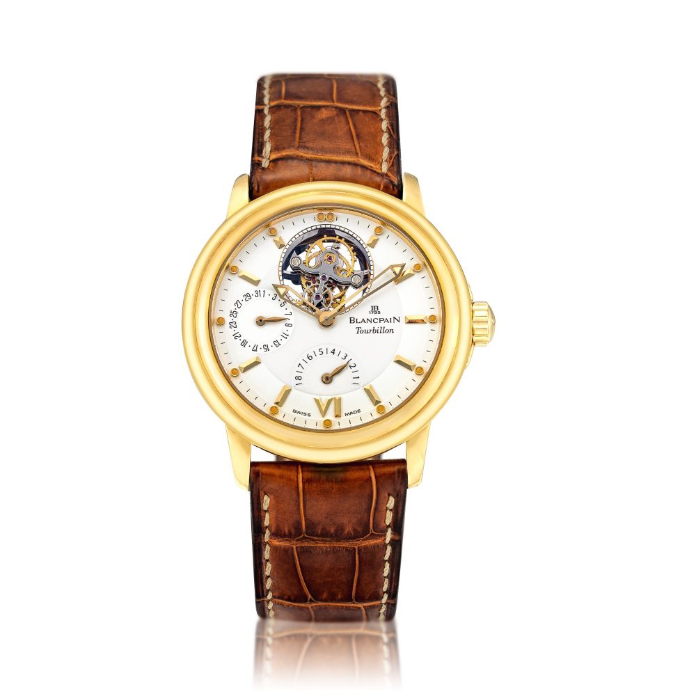 Blancpain | Leman Tourbillon, A yellow gold tourbillon wristwatch with date and power reserve indication, Circa 2000 | 寶珀 | Leman tourbillon 黃金陀飛輪腕錶，備日期及動力儲備顯示，約2000年製