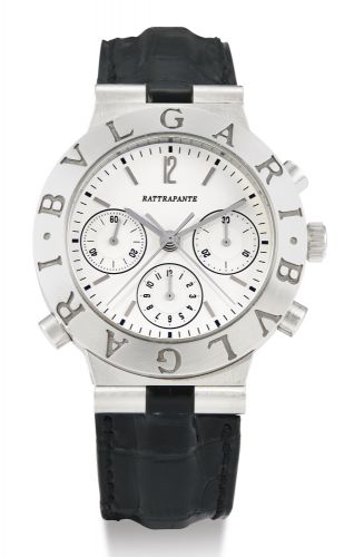 Bulgari.A PLATINUM AUTOMATIC SPLIT-SECONDS CHRONOGRAPH WRISTWATCH WITH REGISTERS NO 037 RATTRAPANTE CIRCA 2000.A PLATINUM AUTOMATIC SPLIT-SECONDS CHRONOGRAPH WRISTWATCH WITH REGISTERS NO 037 RATTRAPANTE CIRCA 2000