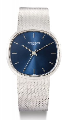 Patek Philippe.A WHITE GOLD CUSHION-FORM AUTOMATIC CENTER SECONDS BRACELET WATCH REF 3586/1 MVT 1184803 CASE 2721033 MADE IN 1972.A WHITE GOLD CUSHION-FORM AUTOMATIC CENTER SECONDS BRACELET WATCH REF 3586/1 MVT 1184803 CASE 2721033 MADE IN 1972