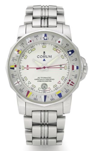 Corum A STAINLESS STEEL AUTOMATIC CENTRE SECONDS WRISTWATCH WITH DATE AND BRACELET REF 982.630.20 MVT 537610 CASE 796616 ADMIRAL'S CUP CIRCA 2003