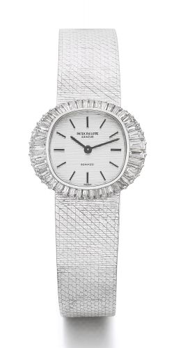 Patek Philippe A LADY'S WHITE GOLD AND DIAMOND BRACELET WATCH REF 3393/1 MVT 1247773 CASE 2705001 MADE IN 1971