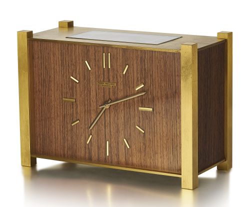 Patek Philippe A GILT BRASS AND MAHOGANY RECTANGULAR DESK TIMEPIECE REF 1007 MVT 874304 CASE 1887 MADE IN 1969