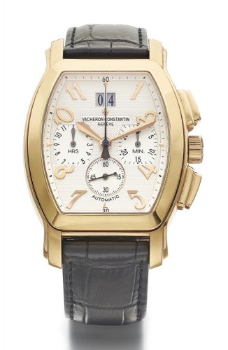 Vacheron Constantin A LARGE PINK GOLD TONNEAU AUTOMATIC CHRONOGRAPH WRISTWATCH WITH DATE AND REGISTERS REF 49145 CASE 796769 MALTE ROYAL EAGLE CHRONO GRANDE DATE CIRCA 2007