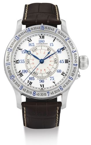 Longines AN OVERSIZED STAINLESS STEEL WRISTWATCH HERITAGE LINDBERGH HOUR ANGLE CIRCA 2010