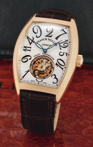 Franck Muller A FINE AND RARE PINK GOLD TONNEAU-FORM TOURBILLON WRISTWATCH REF 7880 T CH NO 03 CRAZY HOUR TOURBILLON CIRCA 2008