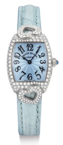 Franck Muller A LADY'S WHITE GOLD AND DIAMOND-SET TONNEAU-FORM WRISTWATCH REF 2250 QZ HJ COEUR CIRCA 2005