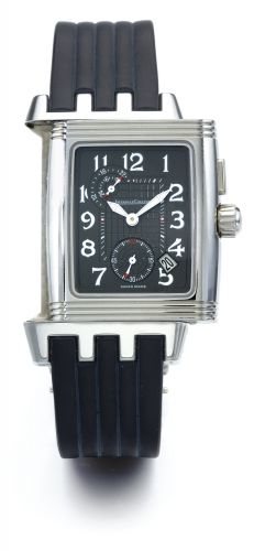 Jaeger-LeCoultre A STAINLESS STEEL RECTANGULAR REVERSIBLE DUAL TIMEZONE WRISTWATCH WITH DATE REVERSO CASE 2126491 CIRCA 2000
