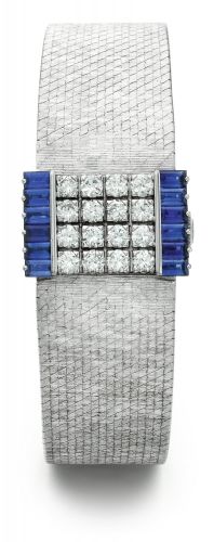 Patek Philippe A FINE LADY'S WHITE GOLD DIAMOND AND SAPPHIRE-SET BRACELET WITH CONCEALED WATCH REF 3319/4 MVT 992480 CASE 2651996 MADE IN 1967