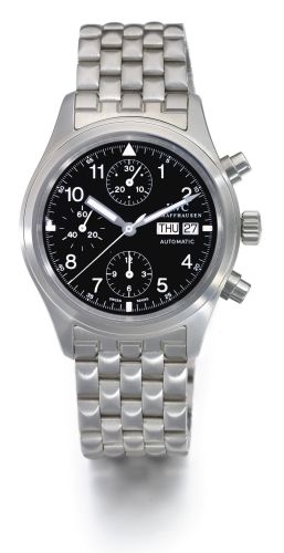 IWC A STAINLESS STEEL AUTOMATIC CHRONOGRAPH WRISTWATCH WITH DAY AND DATE REF 3706 CASE 2930955 DER FLIEGER CHRONOGRAPH CIRCA 2000