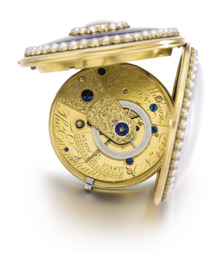 Thomas Earnshaw A GOLD, GILT METAL, ENAMEL AND PEARL WATCH NO 4541 CIRCA 1800