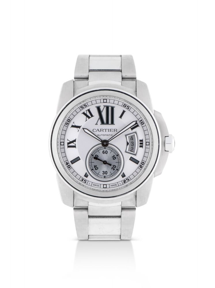 CARTIER | CALIBRE DE CARTIER, REF 3389 STAINLESS STEEL WRISTWATCH WITH DATE AND BRACELET CIRCA 2011