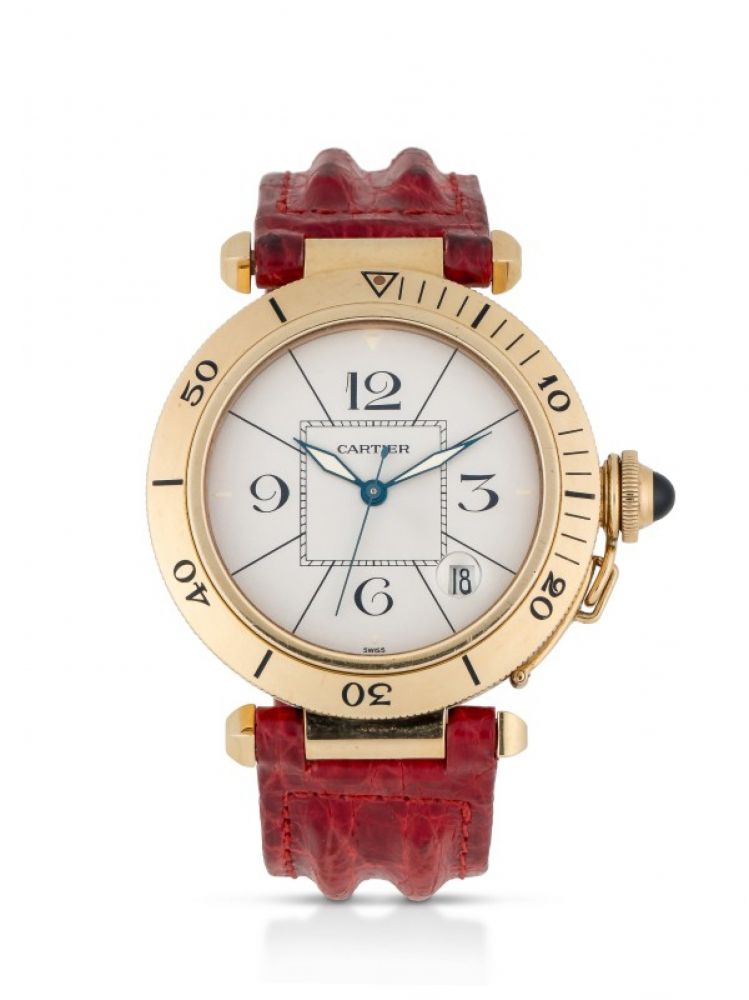 CARTIER | PASHA, REF 1989 YELLOW GOLD WRISTWATCH WITH DATE CIRCA 1990