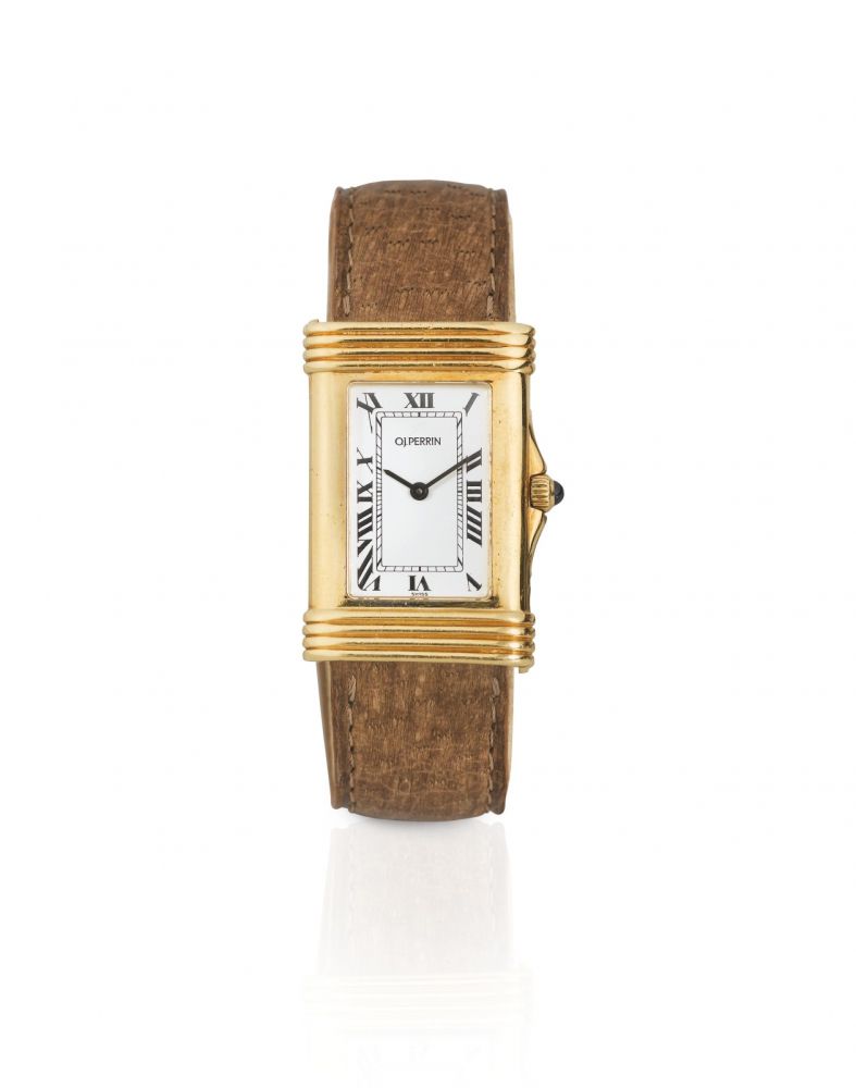 O.J. PERRIN | YELLOW GOLD WRISTWATCH WITH CASE-INTEGRATED CLASP, CIRCA 2000 [MONTRE EN OR JAUNE AVEC FERMOIR INTÉGRÉ AU BOITIER]
