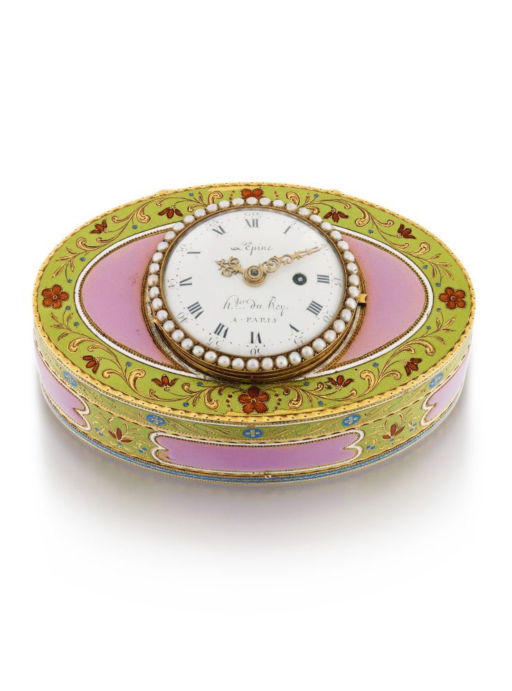 A PEARL, GOLD AND ENAMEL WATCH AND MUSICAL SNUFF BOX FOR THE OTTOMAN MARKET, ALEXANDRE MAGNIN, GENEVA, 1812-1830