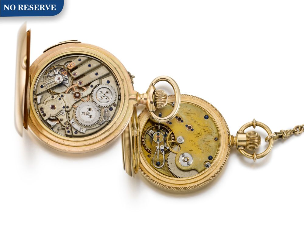 SWISS | A GOLD HUNTING CASED QUARTER REPEATING WATCH TOGETHER WITH A GOLD HUNTING CASED WATCH CIRCA 1890 AND 1869