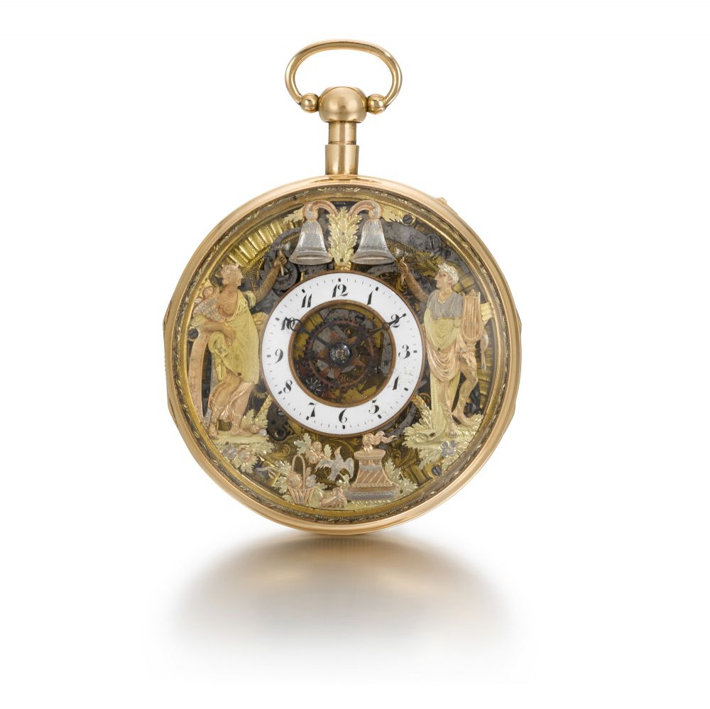 ROMILLY COMPE | A GOLD QUARTER REPEATING AUTOMATON WATCH WITH JACQUEMARTS, CIRCA 1790 NO. 5089