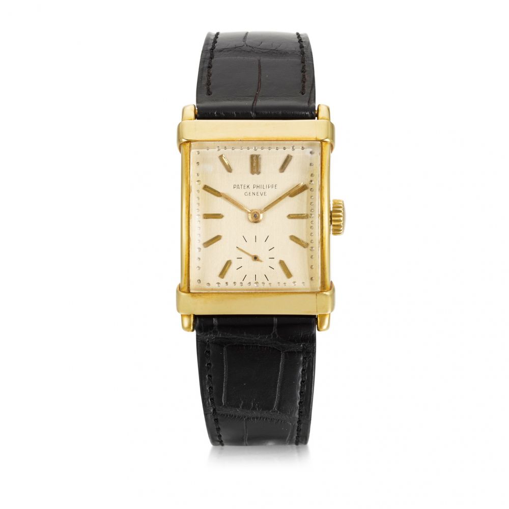 PATEK PHILIPPE | 'CHINESE' LARGE, REF 2531 YELLOW GOLD RECTANGULAR WRISTWATCH MADE IN 1953
