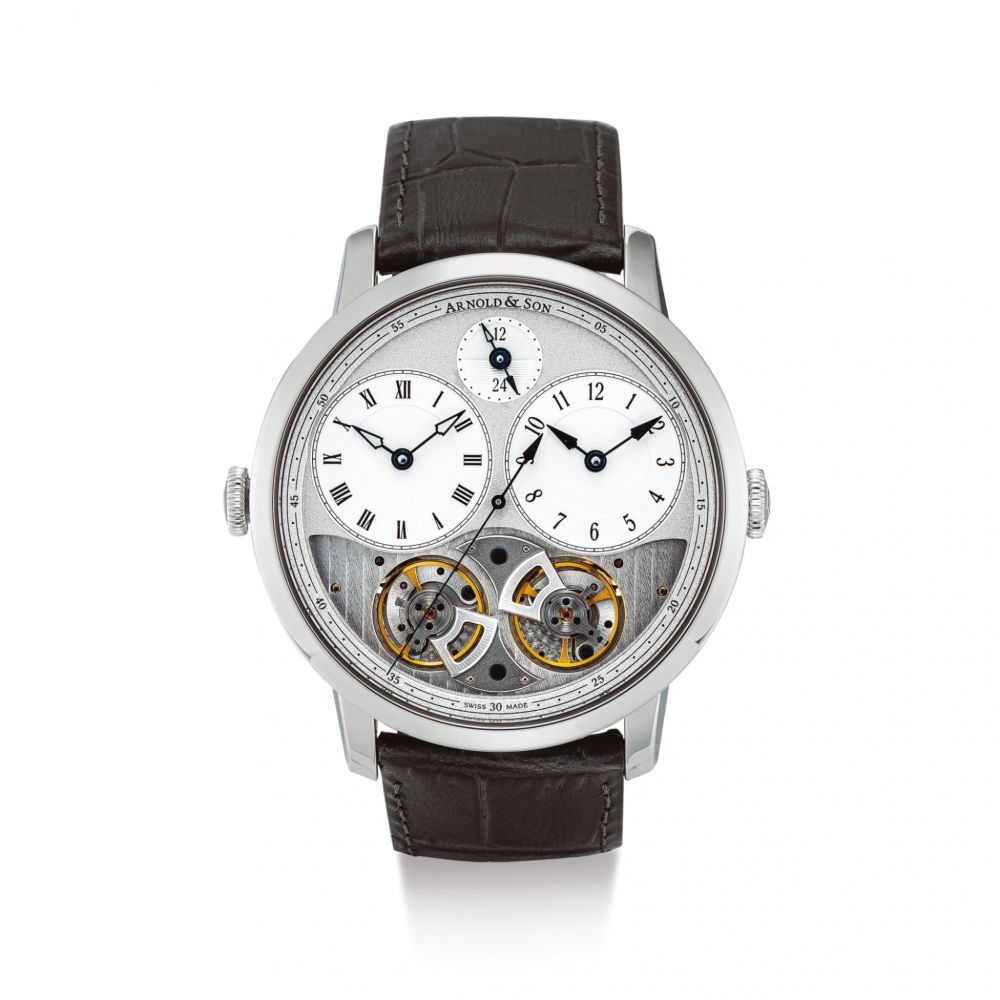 ARNOLD SON | DBG, REFERENCE 1DGAS.S01A.C121S A STAINLESS STEEL DUAL TIME ZONE WRISTWATCH WITH DAY AND NIGHT INDICATION, CIRCA 2016 | DBG 型號1DGAS.S01A.C121S 精鋼兩地時間腕錶，備晝夜顯示，錶殼編號16.1.1.01.105，約2016年製