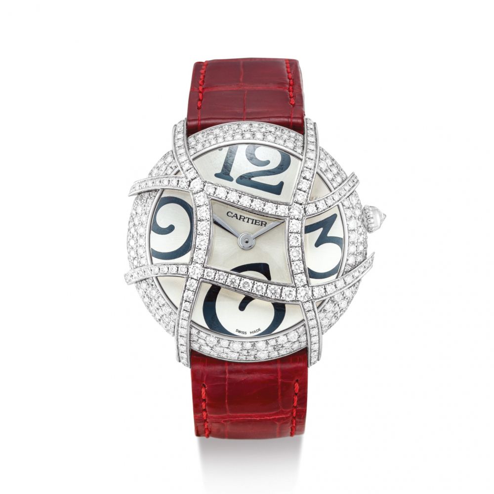 CARTIER | RONDE FOLLE, REFERENCE 2991 A WHITE GOLD AND DIAMOND-SET WRISTWATCH, CIRCA 2008 | 卡地亞 | Ronde Folle 型號2991 白金鑲鑽石腕錶，錶殼編號41161MX，約2008年製