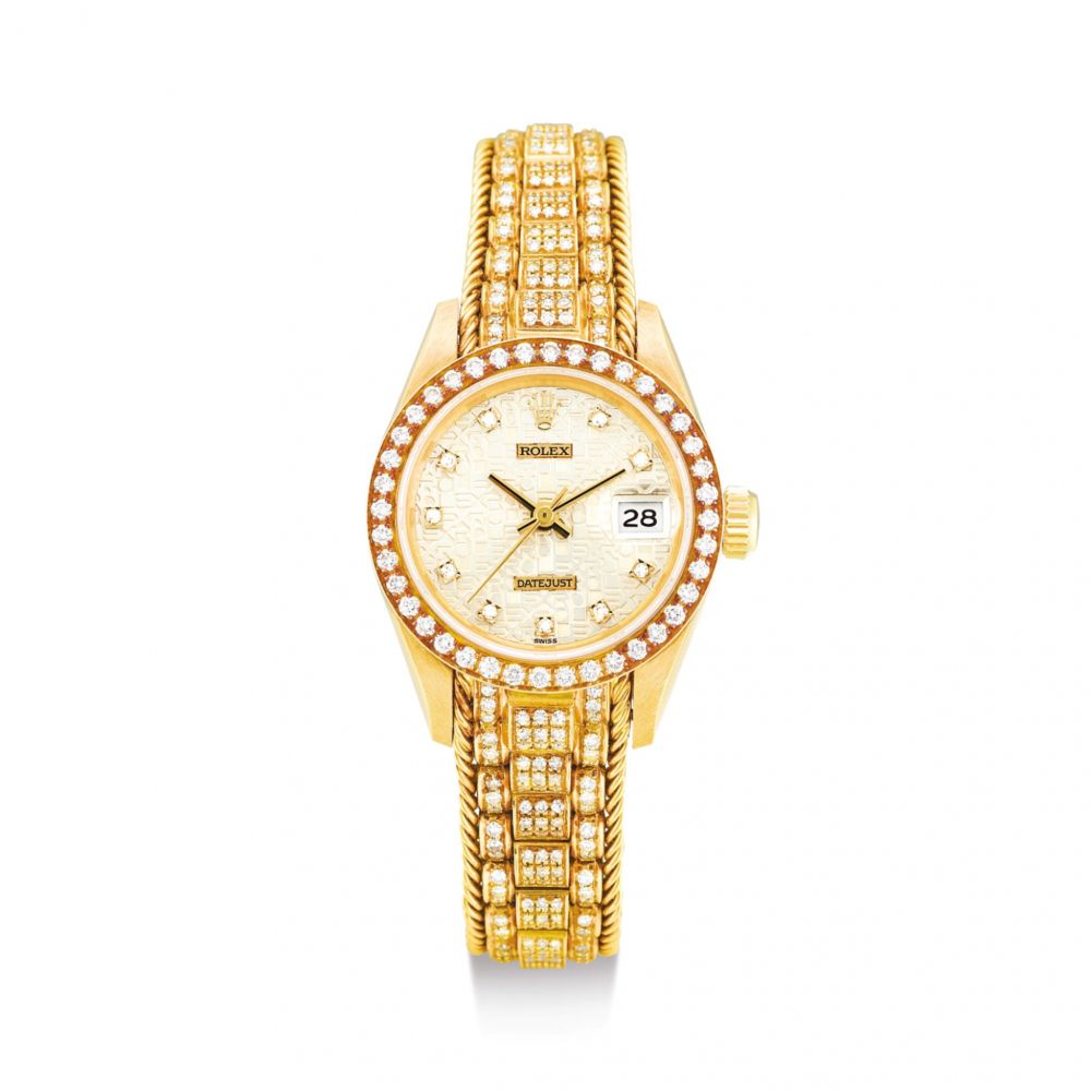 ROLEX | DATEJUST, REFERENCE 69138 A YELLOW GOLD AND DIAMOND-SET WRISTWATCH WITH DATE AND BRACELET, CIRCA 1991 | 勞力士 | Datejust 型號69138 黃金鑲鑽石鏈帶腕錶，備日期顯示，錶殼編號X270003，約1991年製