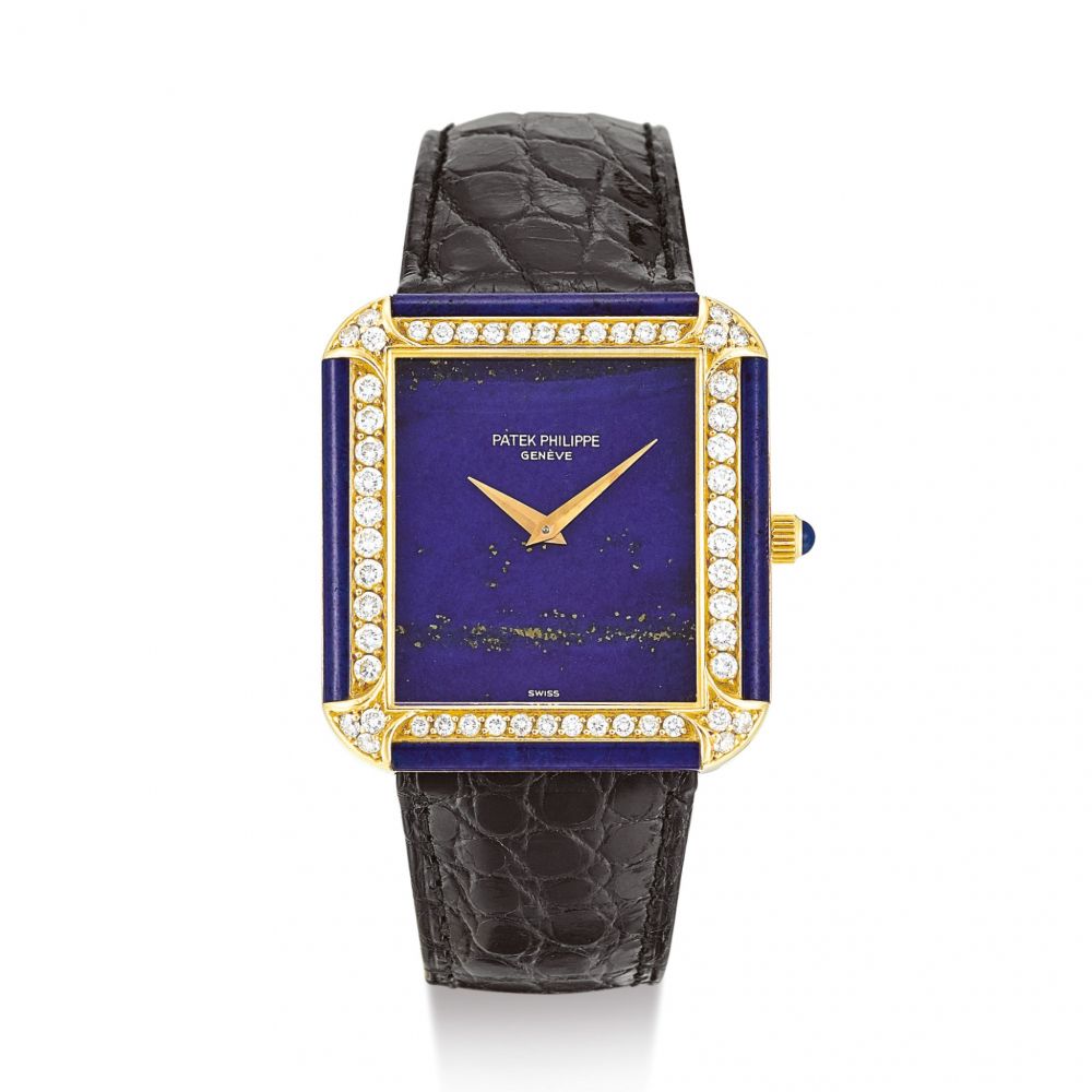 PATEK PHILIPPE | REFERENCE 3727 A YELLOW GOLD, DIAMOND AND LAPIS LAZULI-SET WRISTWATCH, MADE IN 1977  | 百達翡麗 | 型號3727 黃金鑲鑽石及青金石腕錶，機芯編號1390972，錶殼編號2770276，1977年製