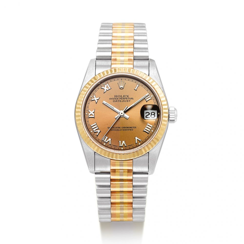 ROLEX | DATEJUST, REFERENCE 68279B A TRI-COLOUR GOLD WRISTWATCH WITH DATE AND BRACELET, CIRCA 1995  | 勞力士 | Datejust 型號68279B 三色金鏈帶腕錶，備日期顯示，錶殼編號W500781，約1995年製