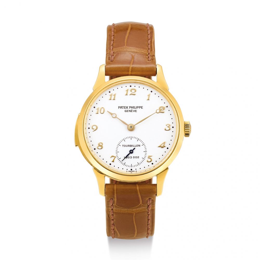 PATEK PHILIPPE | REFERENCE 3939, THE SECOND WATCH MADE A YELLOW GOLD MINUTE REPEATING TOURBILLON WRISTWATCH WITH ENAMEL DIAL AND BREGUET NUMERALS, MADE IN 1992  | 百達翡麗 | 型號3939，為型號生產第二枚 黃金三問陀飛輪腕錶，備琺瑯錶盤及寶璣數字，機芯編號1903002，錶殼編號2906860，1992年製