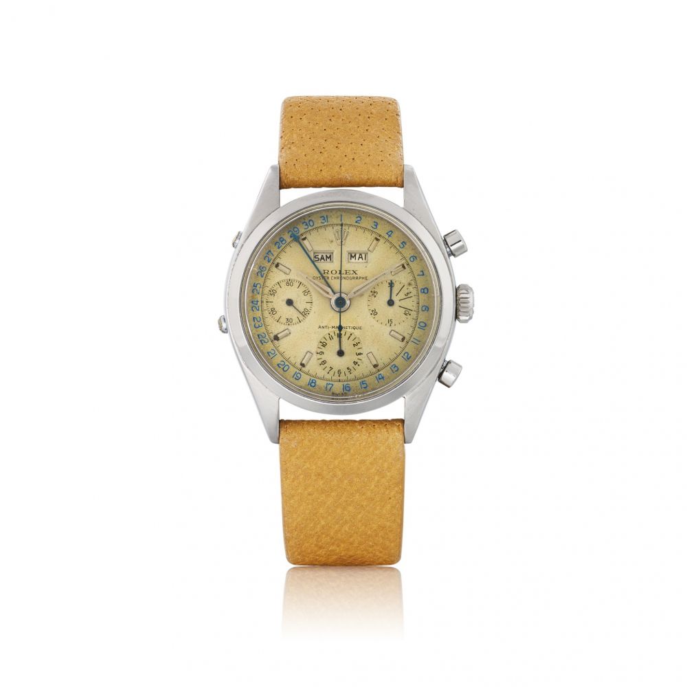 ROLEX | 'JEAN-CLAUDE KILLY' DATO-COMPAX, REF 6236 STAINLESS STEEL TRIPLE CALENDAR CHRONOGRAPH WRISTWATCH CIRCA 1958