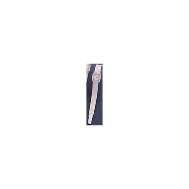 A LADY'S WHITE GOLD RECTANGULAR BRACELET WATCH WITH DIAMOND SET BEZEL JAEGER-.........