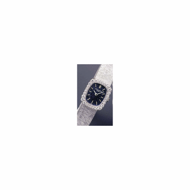 A LADY'S RECTANGULAR WHITE GOLD AND DIAMOND BRACELET WATCH, PATEK PHILIPPE CO., GEN