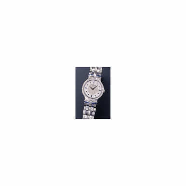 A FINE WHITE GOLD, DIAMOND AND SAPPHIRE BRACELET WATCH, PATEK PHILIPPE CO., GEN
