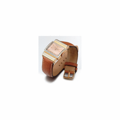 A RARE PINK AND WHITE GOLD RECTANGULAR WRISTWATCH WITH HOODED LUGS, PATEK PHILIPPE CO., GEN